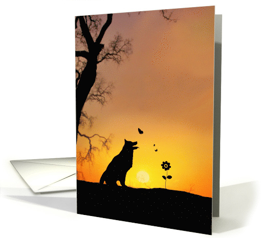 Just Saying Hi Dog Butterfly and Flower in Sunrise card (1473612)