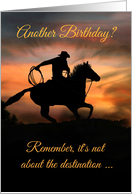 Roping Country Western Rustic Happy Birthday Ride card