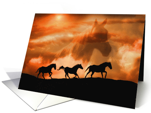 Horse and Sun Spirit Guide Blank Note card (1476104)