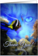 Cute Cat and Fish Thank You House Sitting card