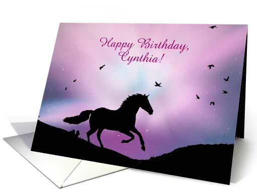 Custom Happy Birthday Name Specific Horse Running and... (1477216)