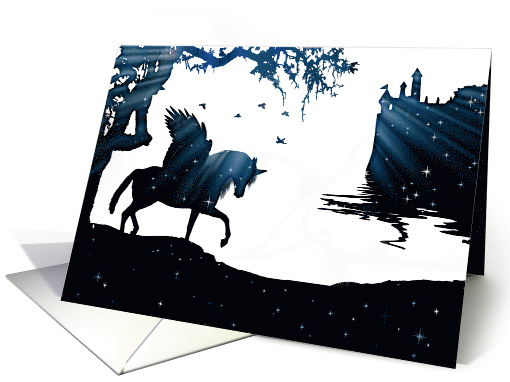 Pegasus Unicorn Castle Stars Fantasy Modern Minimalist... (1477380)