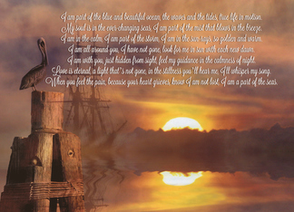 Nautical Maritime Ocean Sea Sympathy Spiritual with Poem Pelican Piles