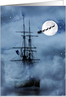 Pirate Sailing Ship Christmas Season’s Greetings Nautical, OCean card