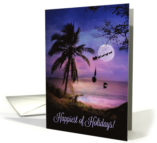 Paradise Happy Holidays Tropical Sailboat, Dolphin Palm... (1481874)