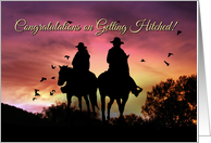 Rustic Country Western Congratulations Wedding with Cowgirl and Cowboy card