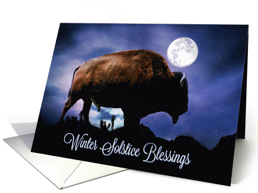 Winter Solstice Blessings Native American Buffalo Or Bison Card