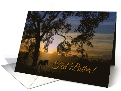 Feel Better, Get Well Wishes Horse and Oak Tree Sunrise card (1485092)