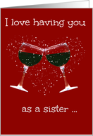 Wine Sister Happy Birthday Toasting Wine Glasses, Humor card
