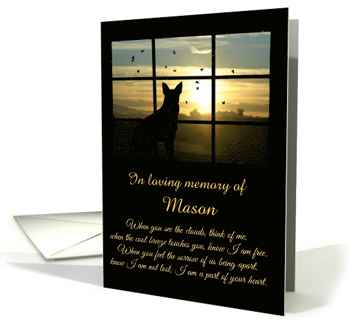 Dog Sympathy, Loss of Dog, Custom With Dog's Name Memorial card