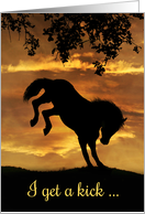 I get a Kick out of our Friendship, Horse Kicking it in the Sunrise card