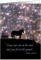 Follow Your Dreams, Famous Quote,Theodore Roosevelt, Horse and Stars card