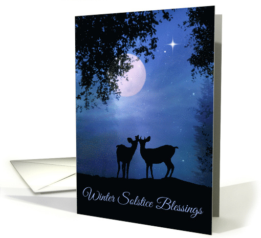 Deer in the Moonlight Natural Winter Solstice Blessings card (1490302)