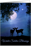 Deer in the Moonlight Natural Winter Solstice Blessings card