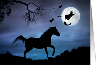 Happy Halloween Horse and Witch Spooky card