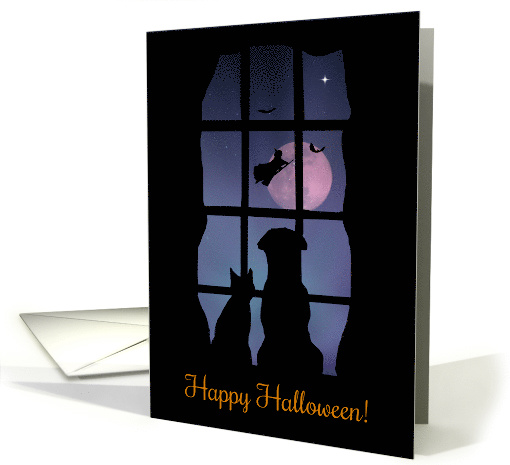Happy Halloween Cat Dog and Witch card (1490888)