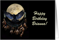Native American Dream Catcher Raven Wolf and Moon Birthday Customize card