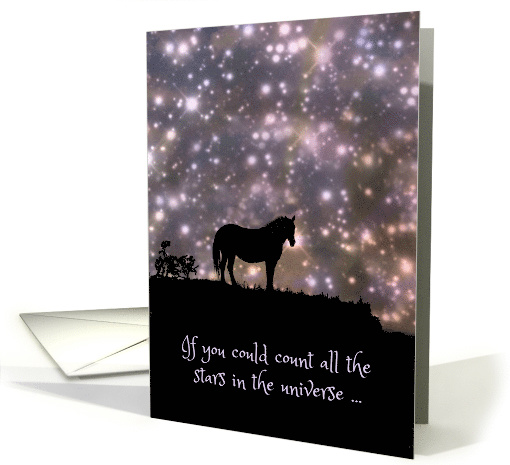 Thinking of You With Love Horse and Stars in the Universe card