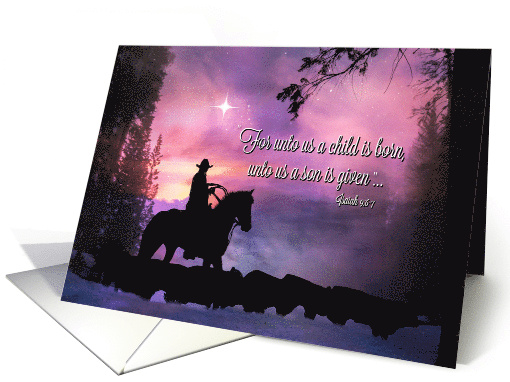Cowboy Church Bible Verse Religious Christmas in the Snow card