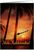 Mele Kalikimaka Merry Christmas Palm Trees From Hawaii With Santa card