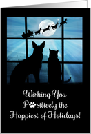 Cute and Fun Cat and Dog Happy Holidays Santa and Paws card