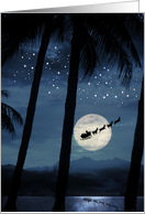 Tropical Night Santa and Palm Tree Coastal Island Themed card