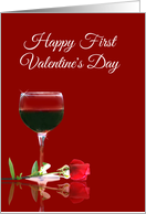 Wine and Rose 1st Valentine’s Day card