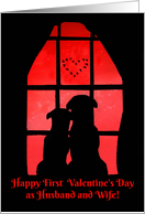 Cute Dog Animal Couple Happy 1st Valentine’s Day as Husband and Wife card