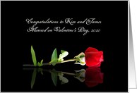 Elegant Rose Congratulations on Valentine’s Day Wedding Custom Name card