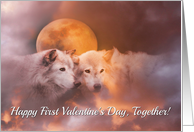 Wolf and Moon Wildlife Happy First Valentine’s Day card