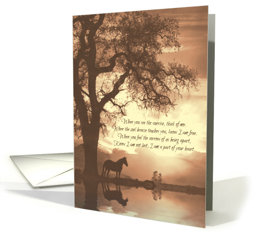 Spiritual Sympathy Condolences with Horse Oak Tree Sepia Colors card