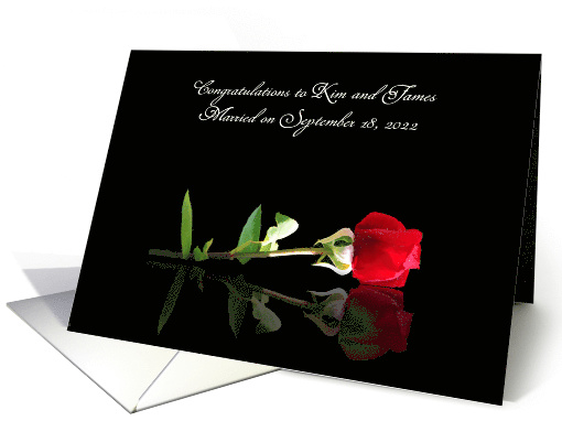 Customizable Beautiful Red Rose Congratulations on Wedding card