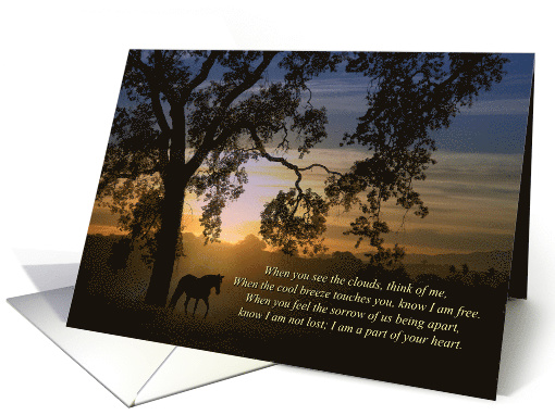 Sympathy Card for Suicide, Horse and Oak Tree, Spiritual Poem card