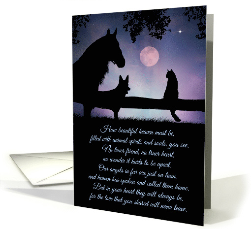 Pet Bereavement Sympathy for Pet Moon and Poem, Cat, Dog Horse card
