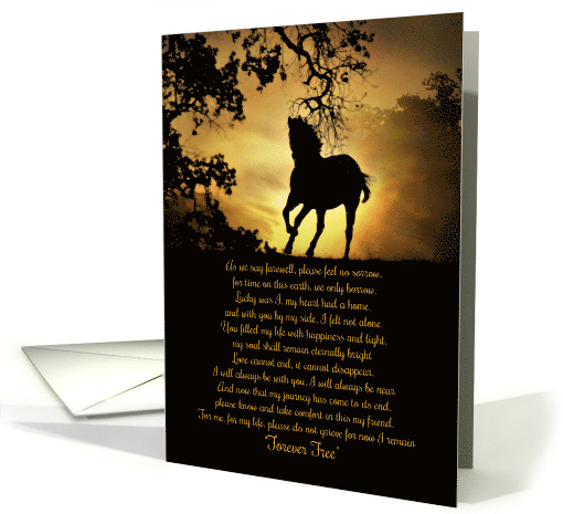 Horse Memorial Sympathy Loss of Horse Spiritual Poem Forever Free card