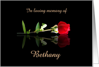 Customized Sympathy Card In Loving Memory Red Rose card