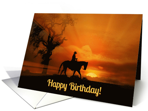 Country Western Cowboy Happy Birthday Horse and Rider card (1517124)