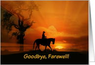 Country Western Cowboy, Cowgirl and Horse Goodbye and Farewell card