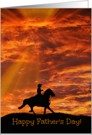 Cowboy and Sunset Horse Back Riding Happy Father’s Day card