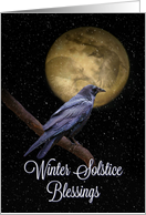 Winter Solstice Raven and Moon, Native American, Mystical Solstice card