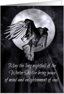 Raven and Moon Winter Solstice Night Yule, Native American Inspired card