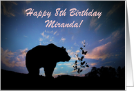 Cute Personalized Bear and Butterfly Happy Birthday, Any Name and Age card