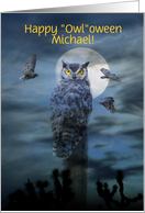 Custom Name Happy Haloween Owl, Hope it’s A Hoot Any Name on Cover card
