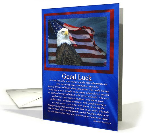 Good Luck Basic Training, Encouragement Quote Theodore Roosevelt card