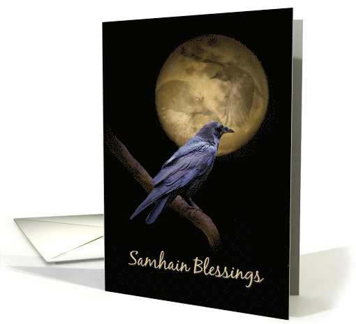 Samhain Blessings Card Raven and Ancestors in the Moon card (1544272)
