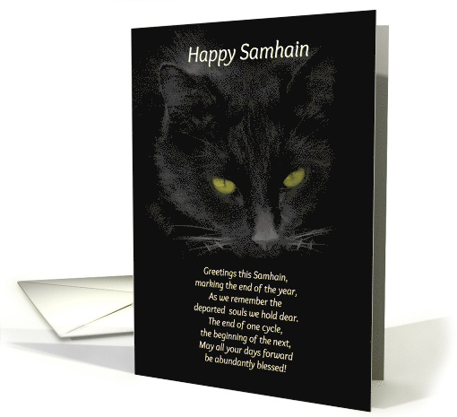 Samhain Black Cat, Samhain Greetings, Celtic card (1544364)