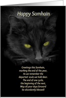 Samhain Black Cat, Samhain Greetings, Celtic card