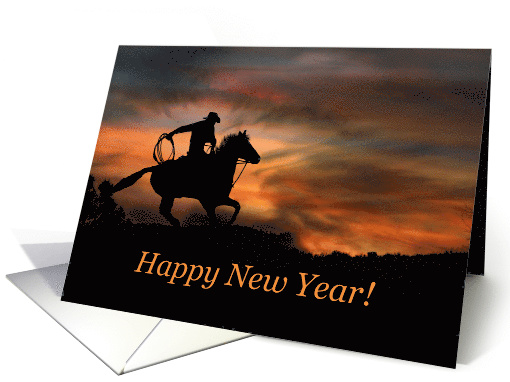 Cowboy Horse and Rider Happy New Year, Happy Trails card (1544932)