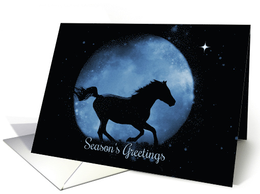 Pretty Horse Season's Greetings, Blue Moon and Snow Running Horse card