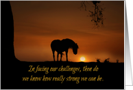 Cancer Patient Encouragement, You Are Strong Horse in Sunrise card